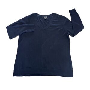 Eddie Bauer Cashmere-Cotton Men’s Black V-Neck Sweater Soft Casual XXL